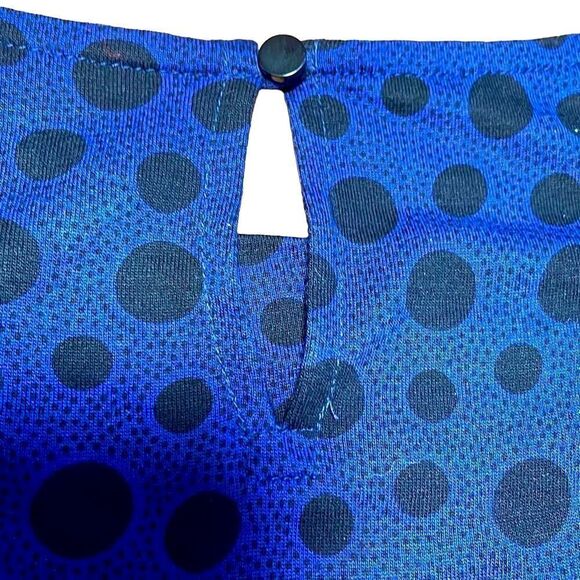 Loft blue & black print soft knit ruched sleeveless drape neck M - Picture 4 of 7